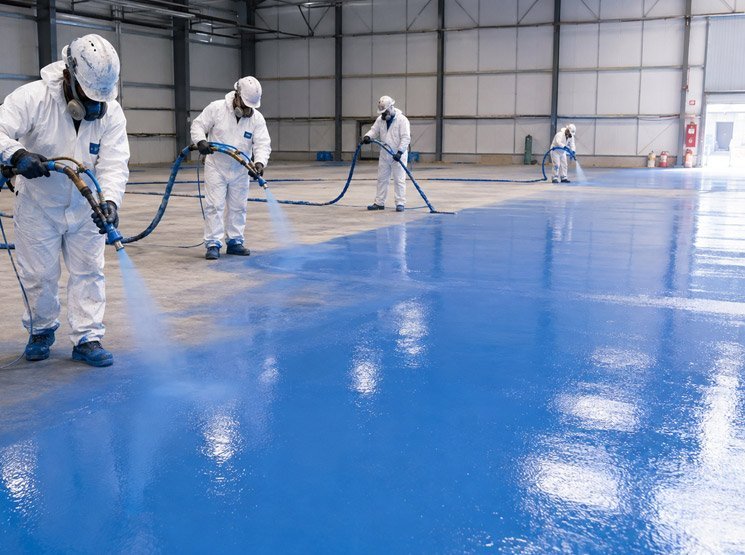 Suelos de poliurea para naves industriales en Santomera Aplicación de poliurea sobre metal en Santomera